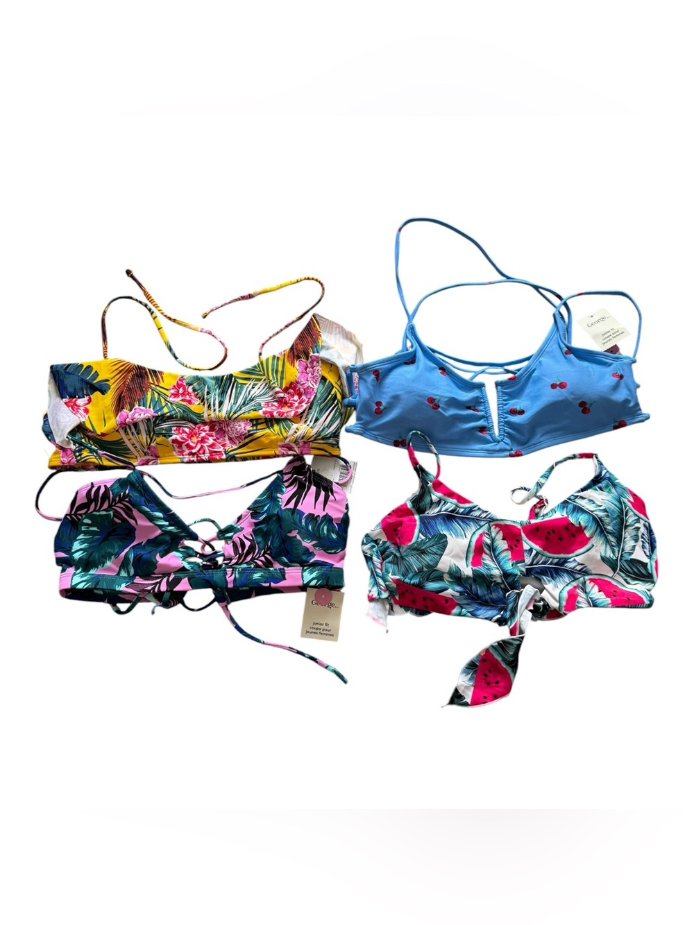 George Bikini Tops Lot of 4 Junior Fit Size L NWT Tropical Floral Beach